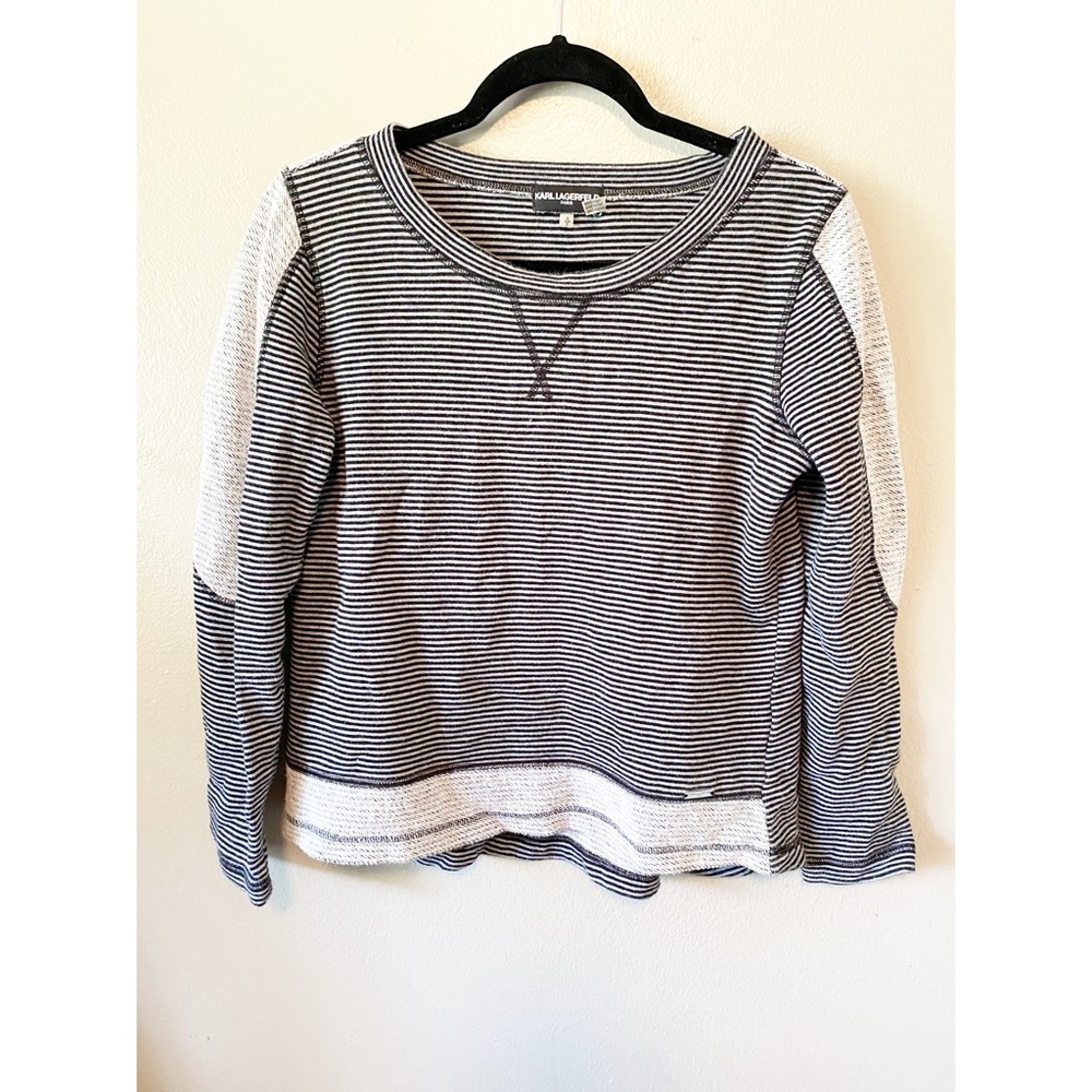 Karl Lagerfeld black and white striped sweater szSm